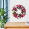  20 Inch Artificial Tulip Wreath Silk Tulip Floral Wreath with Green Leaves Spring Wreath for Front Door Wedding Window Wall Home Decor, Pink,Green,pink,19.7 inch50 cm,210106QY01-9300-1104349561 view 2