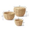 Artera Wicker Storage Basket - Set of 3 Natural Woven Blanket Basket, Decorative Side Table view 3