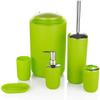 6 Pcs Plastic Bathroom Accessory Set Luxury Bath Accessories Bath Set Lotion Bottles, Toothbrush Holder, Tooth Mug, Soap Dish, Toilet Brush, Trash Can, Rubbish Bin (Green) view 1