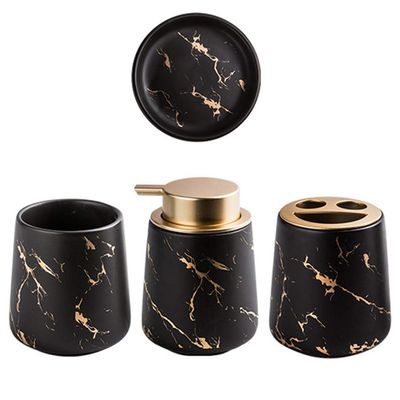 Beaupretty 1set Bathroom Accessory Wash Cup Toothbrush Holder Soap Dish Lotion Bottle Elegant Matte Marble Finish Essential Bathroom Decor for Home Use