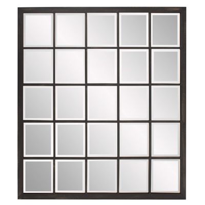 HomeRoots Rectangular Antique Black Finish Mirror with Beveled Edge