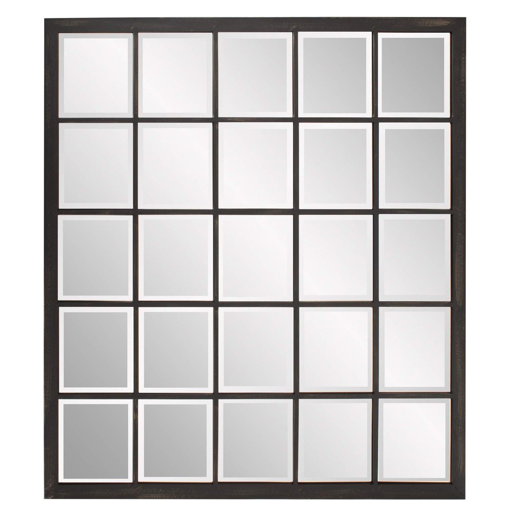 HomeRoots Rectangular Antique Black Finish Mirror with Beveled Edge