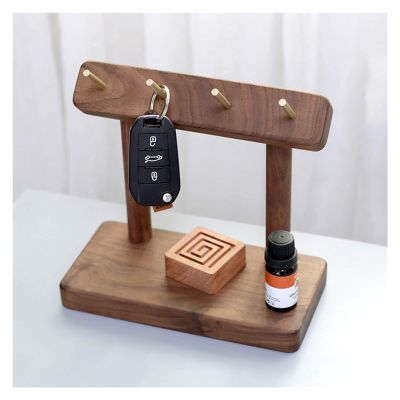 YXCKG Keys Storage Rack, Key Tray for Entryway Table, Desktop Storage Decoration Trays, Wood Tray Centerpieces for Tables, Sundries Tray-Office/Home (Color : Black Walnut)