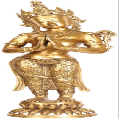 Exotic India Tibetan Buddhist Namaste Tara - Brass Sculpture - Color Natural Brass Color