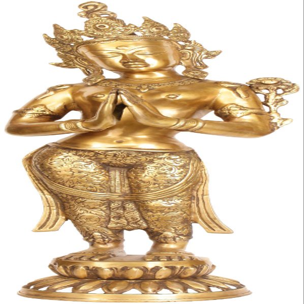 Exotic India Tibetan Buddhist Namaste Tara - Brass Sculpture - Color Natural Brass Color