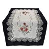 Doily Boutique Table Runner with Pink Burgundy Roses on Antique White Material with Lace Size 45 x 17 inches view 1