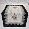Doily Boutique Table Runner with Pink Burgundy Roses on Antique White Material with Lace Size 45 x 17 inches view 2