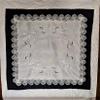 Doily Boutique Tablecloth or Table Topper Square Embroidered with Silver, Gray, and White Roses on Antique White Material with Lace Size 37 inches Square view 2