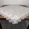 Doily Boutique Tablecloth or Table Topper Square Embroidered with Silver, Gray, and White Roses on Antique White Material with Lace Size 37 inches Square view 3