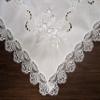Doily Boutique Tablecloth or Table Topper Square Embroidered with Silver, Gray, and White Roses on Antique White Material with Lace Size 37 inches Square view 4