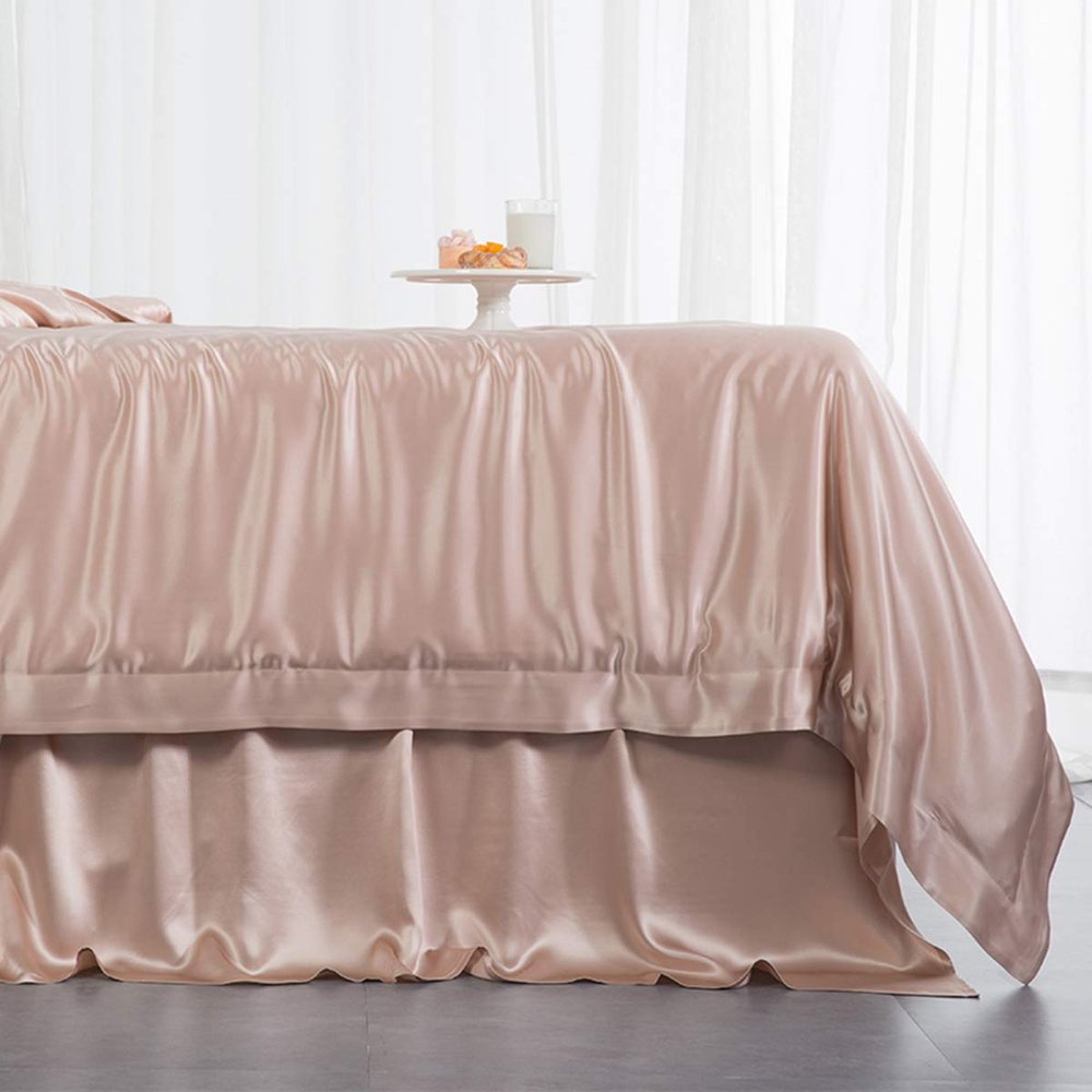 Orose 22 Momme Silk Duvet Covers 100% Mulberry Silk Comforter Bed Cover Silk Sheets (Sweet Pink, King)