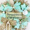 Artisan 18X18X6 Mermaid Wisdom Burlap Beach, Coastal,Wreath with Nautical Rope, Starfish, and Sea Shells. view 4