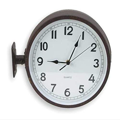 11-5/8" Analog Quartz Double Sided Wall Clock, Black