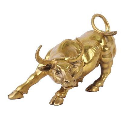 1pcs Brass Bull Wall Street Cattle Sculpture Copper Cow Statue Mascot, Zodiac Ox Figurines Decor For Home/shop/office