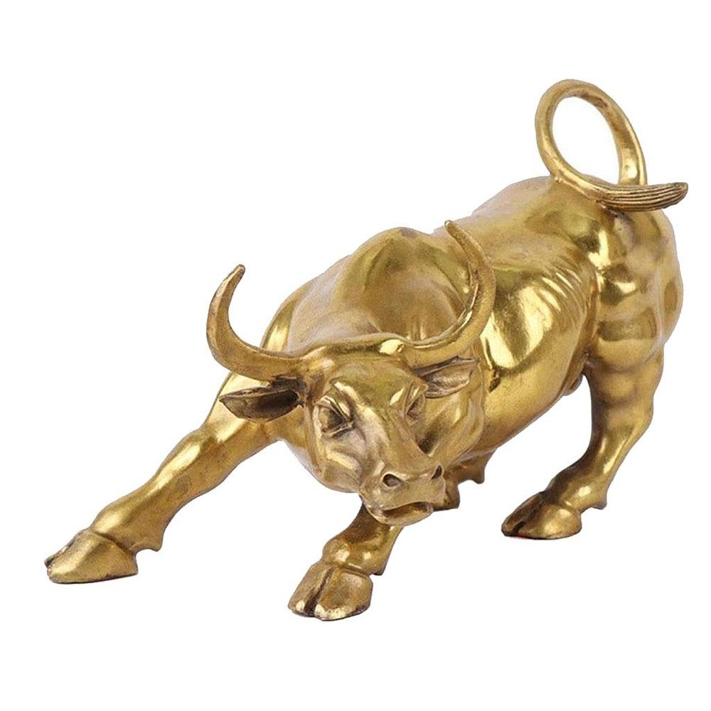 1pcs Brass Bull Wall Street Cattle Sculpture Copper Cow Statue Mascot, Zodiac Ox Figurines Decor For Home/shop/office