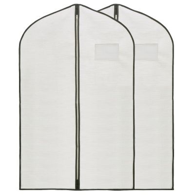 2 Pack 40x24 Inch Cloth Garment Bags, Suit Coat Cover for Hanging Clothes, Men's Greyish White Cloth Suit Bag for Fur Coats & Dress Shirts