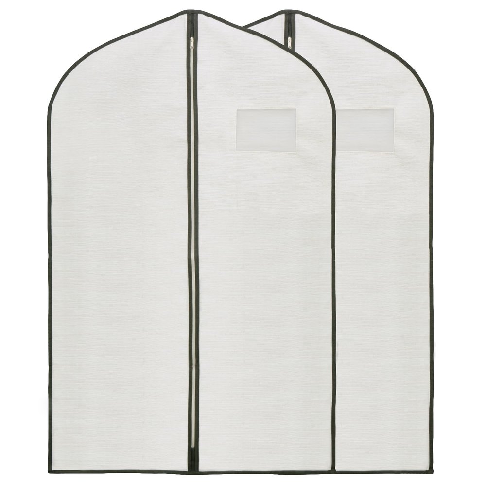 2 Pack 40x24 Inch Cloth Garment Bags, Suit Coat Cover for Hanging Clothes, Men's Greyish White Cloth Suit Bag for Fur Coats & Dress Shirts