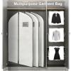 2 Pack 40x24 Inch Cloth Garment Bags, Suit Coat Cover for Hanging Clothes, Men's Greyish White Cloth Suit Bag for Fur Coats & Dress Shirts view 2