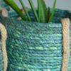 Farmers 3 Piece Basket Set, Green Dye Soaked Floor and Shelf Organizers, Corn Husk Wicker, Durable Chunky Rope Weave, Handles, Stitched, Reinforced, Rustic Home Decor, Round, 13, 11, 9 Inches view 2