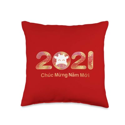 2021 Vietnamese lunar new year Chuc Mung Nam Moi Throw Pillow