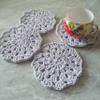 Cotton coasters for drinks Set of 4 pieces handmade light grey Crochet round rug for your home decor view 2
