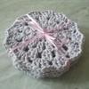 Cotton coasters for drinks Set of 4 pieces handmade light grey Crochet round rug for your home decor view 4