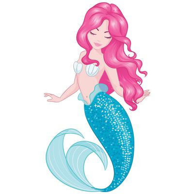 Mermaid Wall Decal Girls Wall Art Room Decor Creative Peel and Stick Wall Decals Mermaids Wall Decor Mermaid Wall Stickers Kids Bedroom Decorations (44"H x 24"W inches)