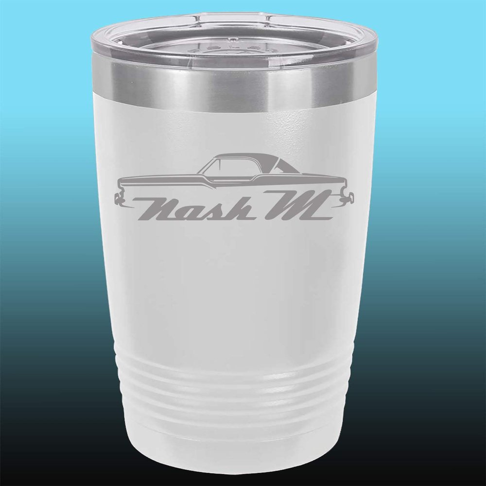 1957 Nash Metropolitan Hardtop 20oz Stainless Steel Tumbler w/Clear Lid white