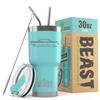 1955 1956 1957 Mercury Montclair Hardtop Beast 30 oz Stainless Steel Insulated Tumbler w/Lid, 2 Straws, Brush and Gift Box aqua view 1