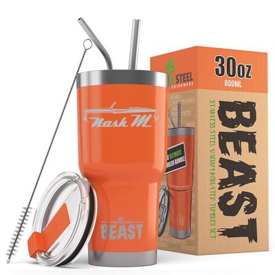 1957 Nash Metropolitan Convertible Beast 30 oz Stainless Steel Insulated Tumbler w/Lid, 2 Straws, Brush and Gift Box orange