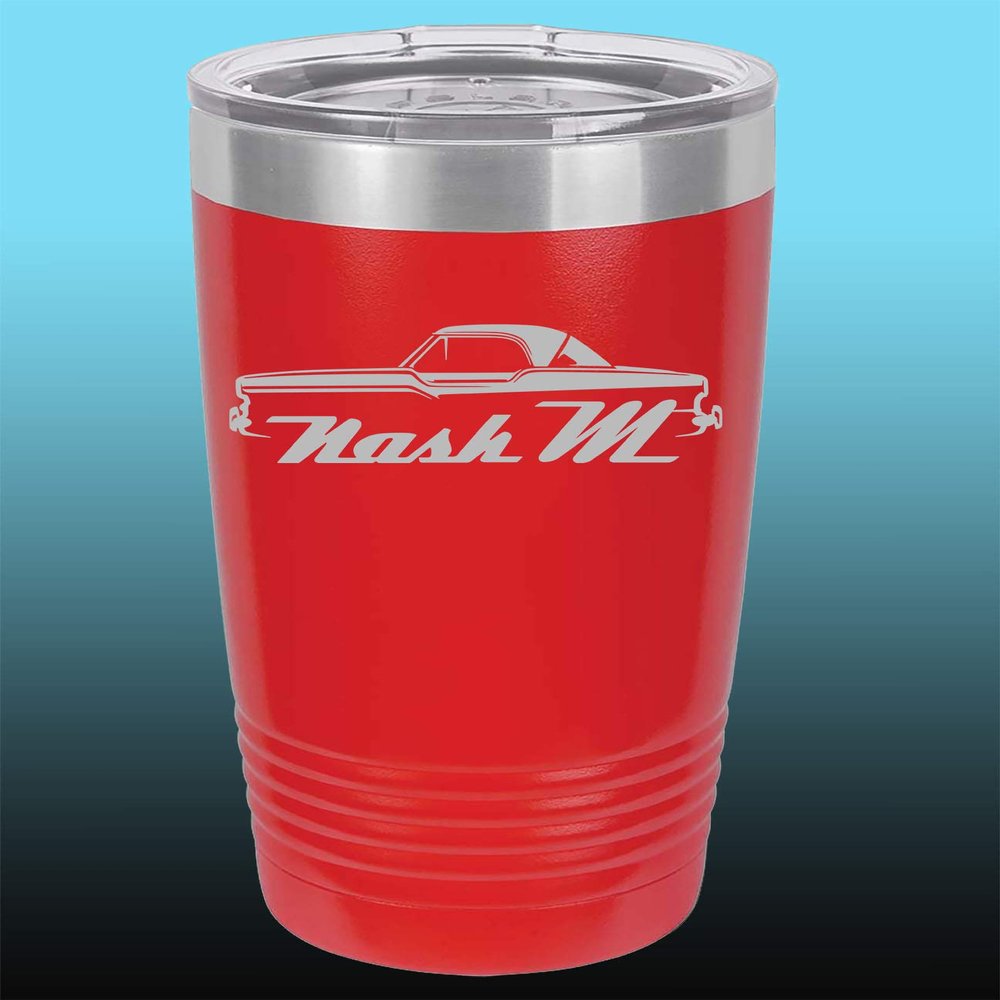 1957 Nash Metropolitan Hardtop 20oz Stainless Steel Tumbler w/Clear Lid red