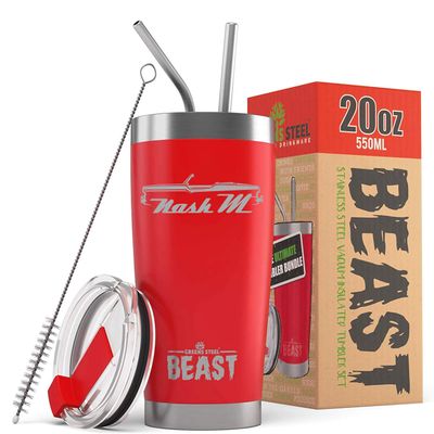 1957 Nash Metropolitan Convertible Beast 20 oz Stainless Steel Insulated Tumbler w/Lid, 2 Straws, Brush and Gift Box red