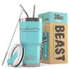 1960-64 Corvair Convertible Beast 30 oz Stainless Steel Insulated Tumbler w/Lid, 2 Straws, Brush and Gift Box aqua view 1