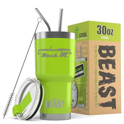1957 Nash Metropolitan Convertible Beast 30 oz Stainless Steel Insulated Tumbler w/Lid, 2 Straws, Brush and Gift Box lime
