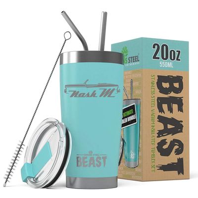 1957 Nash Metropolitan Convertible Beast 20 oz Stainless Steel Insulated Tumbler w/Lid, 2 Straws, Brush and Gift Box aqua