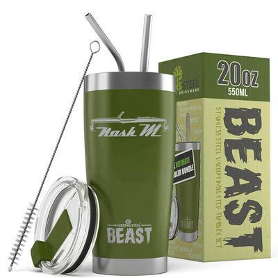 1957 Nash Metropolitan Convertible Beast 20 oz Stainless Steel Insulated Tumbler w/Lid, 2 Straws, Brush and Gift Box army