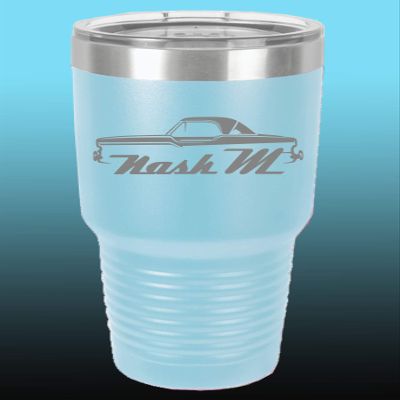 1957 Nash Metropolitan Hardtop 30oz Stainless Steel Tumbler w/Clear Lid ltblue