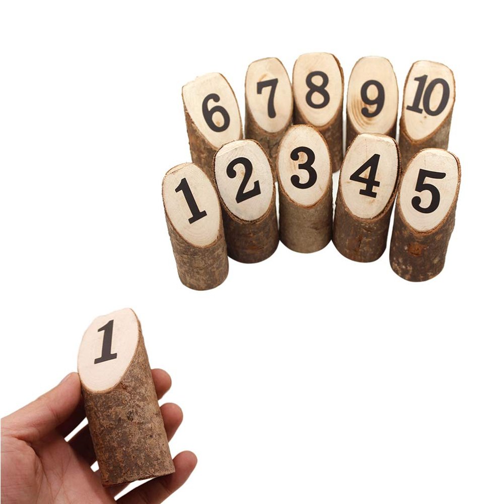 EXCEART 10pcs Mini Wooden Stumps Table Number Display Rustic Tree Stand Decor for Weddings Birthdays Showers and Engagements Unique Natural Stubs Bark