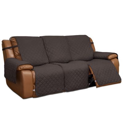 Easy-Going Recliner Sofa Cover, Reversible Couch Cover for 3 Seat Recliner, Split Sofa Cover for Each Seat, Furniture Protector with Elastic Straps for Dogs, Pets(3 Seater, Chocolate/Beige)