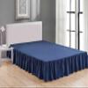 100% Egyptian Cotton Navy/RV-King Wrap Around Bedskirt 600 Thread Counts Solid Premium Quality Fabric Best Dust Ruffle with Platform Easy Fits Upto14''Drop Premium Gathered Bed Skirt view 1