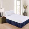 100% Egyptian Cotton Navy/RV-King Wrap Around Bedskirt 600 Thread Counts Solid Premium Quality Fabric Best Dust Ruffle with Platform Easy Fits Upto14''Drop Premium Gathered Bed Skirt view 2