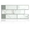 48 Sheets 12" x 6" White Marble Eclectric Glossy 3D Metro Tile Stickers Peel and Stick Backsplash for Kitchen Stick on Subway Mosaics Tile Paint Water Heat Resistant Bathroom Decoration Kitchen Decor view 2