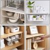 4 Pack Under Shelf Basket, Dveda Durable Metal Wire Rack Hanging Shelf Storage Basket, Under Cabinet Organizer Shelf for Kitchen/Pantry/Bathroom/Desk - Slide Arms Height:1.45 in(White) view 4