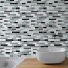 12 Sheets 12" x 6" Metalic Turquoise Glossy 3D Metro Tile Stickers Peel and Stick Kitchen Backsplash Stick on Subway Mosaics Tile Paint Water Heat Resistant Bathroom Decoration Kitchen Decor view 3