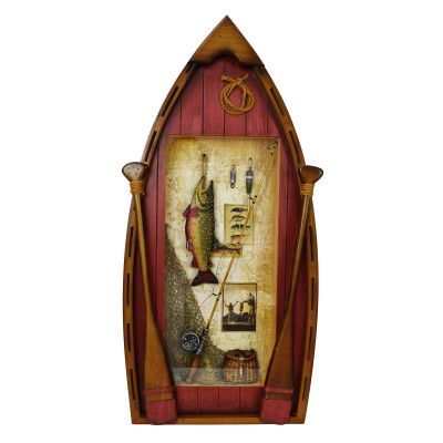 Attraction Design Wooden Boat Decor Hanging Wood Boat Decorations for Wall, Rustic Nautical Boat Decor Beach Theme Home Decoration Boat Model Home Decor for Bathroom Bedroom Lake House Decoration