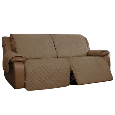 Easy-Going Oversized Loveseat Recliner Cover, Reversible Couch Cover for Double Recliner, Split Sofa Cover for Each Seat with Elastic Straps for Kids, Dogs, Pets(Oversized 2 Seater, Camel/Ivory)
