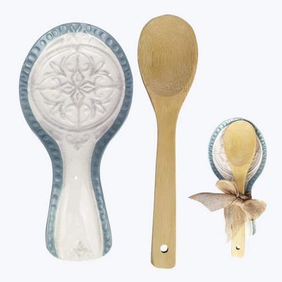 Youngs 20997 Casual Provincial Spoon Rest with Spoon, 9-inch Length, Ceramic