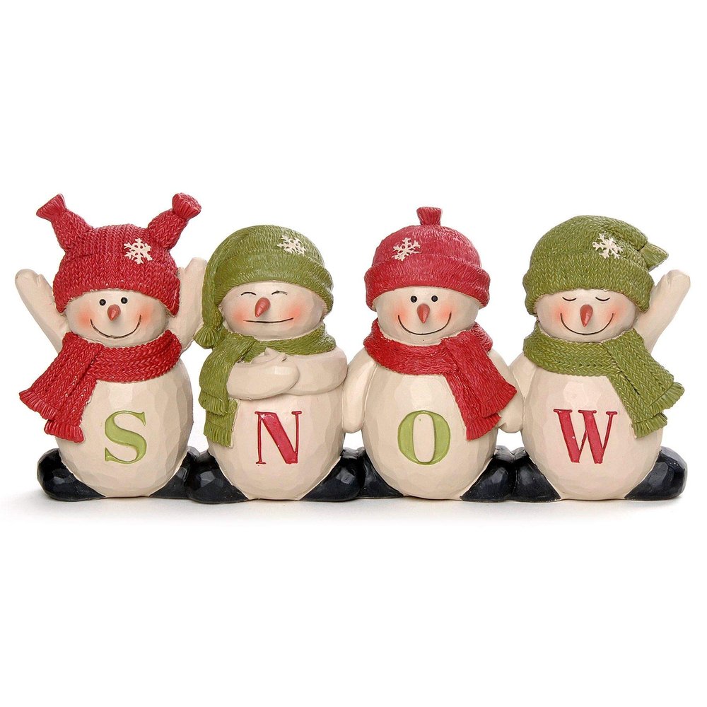 Blossom Bucket 218-13313 Line of Snowmen with Snow Figurine