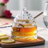 1500 C Tabletop Bee-hive Glass Honey Jars with Dipper and Lid 10 oz. Crystal Clear Heavy Glass Honey Pot Honey Containers Holder for Jam Jelly Syrup Home& Kitchen view 2