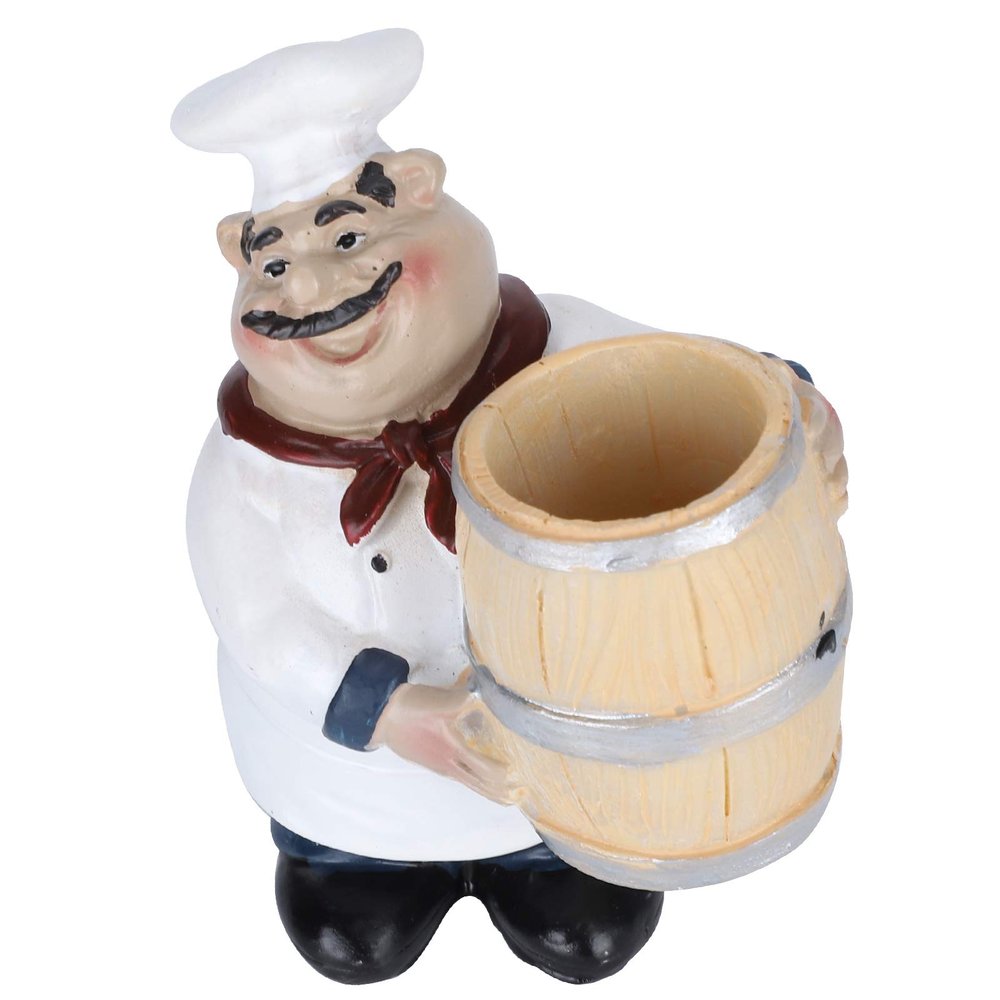 Liyeehao Resin Chef Statue, 4.1x3x2.6in Cute Chef Statue Toothpick Holder, Tabletop Decoration Nordic Figurine Kitchen Home for Counter Bistro
